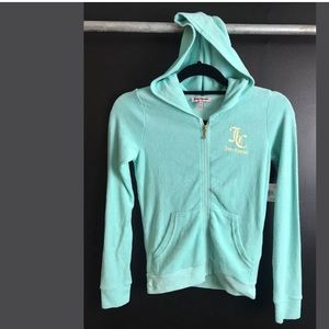 New JUICY COUTURE Robertson Jacket Aruba Blue Hood Track Suit Terry Hoodie Girls